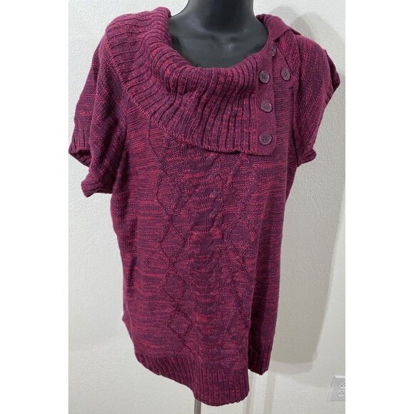 No Boundaries Womens Size XL (15-17) Sweater Short Sleeve Berry Combo - Picture 1 of 10